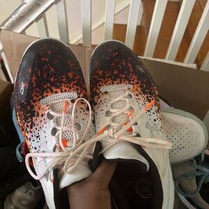 Under Armour Kids' White, Black & Orange Speckle Running Sneakers